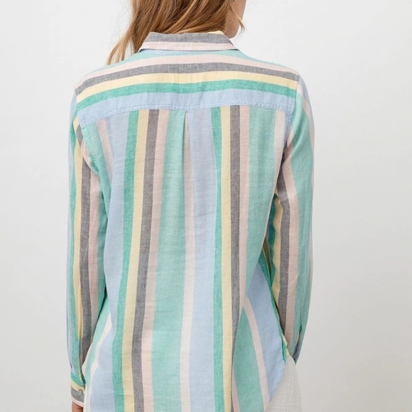 NWT RAILS The Charli shirt in Jamaica stripe size large - Picture 5 of 10